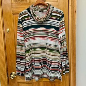 NWOT Renuar Women’s Cowl Neck Long Sleeve Striped Tunic - Size XXL